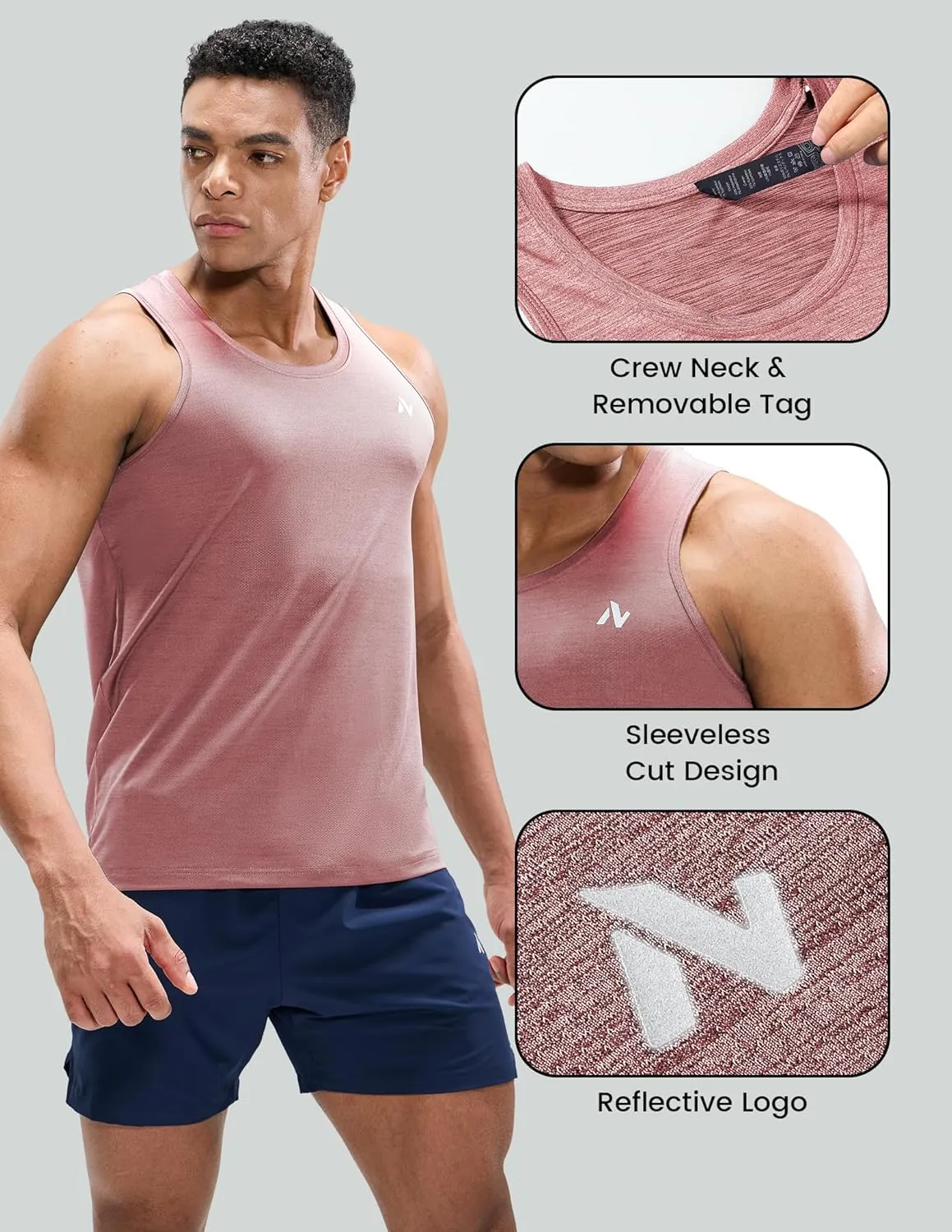 Mens Sleeveless Workout Running Tank Top Dry Fit Athletic Gym Sport Beach Muscle Bodybuilding Shirts