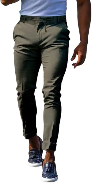 Mens Slim Fit Leisure Pants Mid Waist Soldi Color Straight Fall Fashion Hipster Trouser Dressy Casual Outdoor Versatile Pants