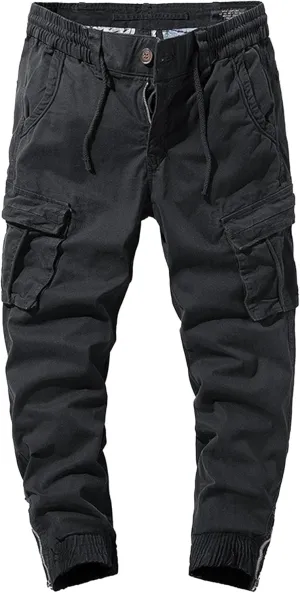 Men's Stylish Slim Fit Twill Pants Stretch Joggers Outdoor Pants Straight Leg Casual Tapered Trousers