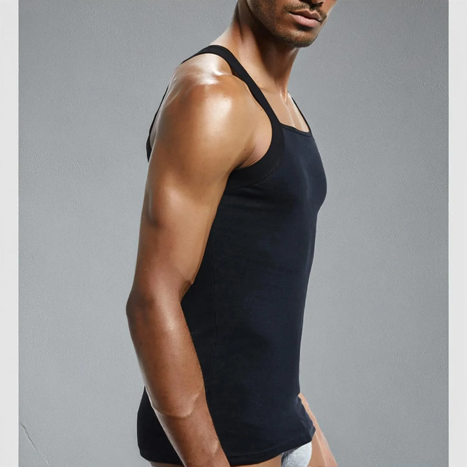 Men's Summer Fashion Tank Tops Sleeveless Compression Shirt Square Cut Muscle A-Shirts