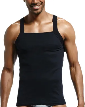 Men's Summer Fashion Tank Tops Sleeveless Compression Shirt Square Cut Muscle A-Shirts