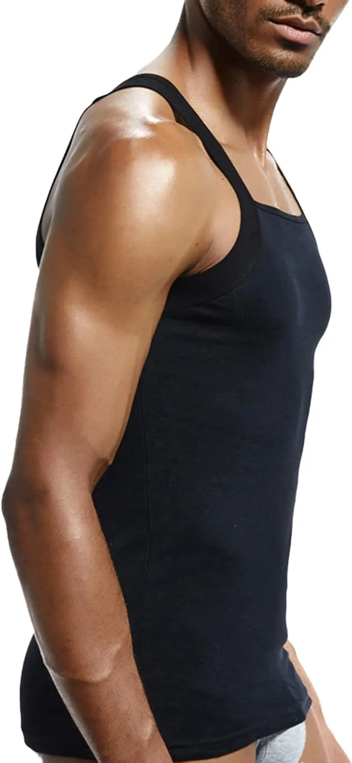 Men's Summer Fashion Tank Tops Sleeveless Compression Shirt Square Cut Muscle A-Shirts