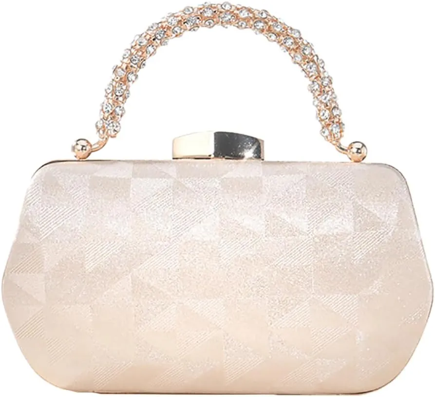 Mini Ladies Satin Evening Handbag Rhinestone Clutch Bag Elegant Shoulder Purse for Wedding Banquet Party