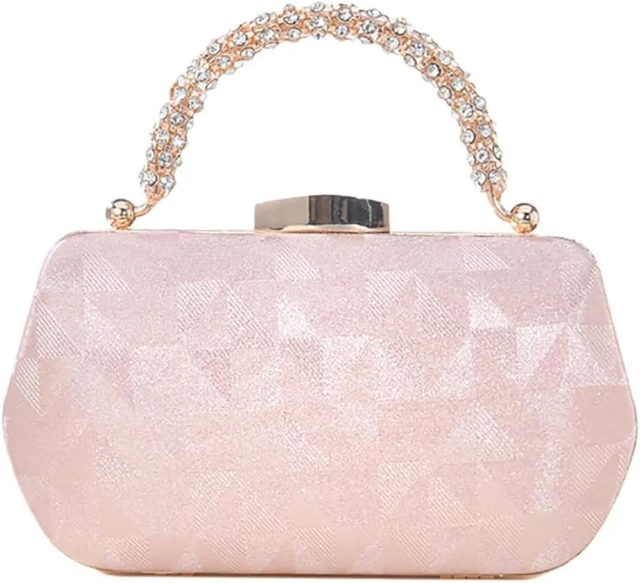 Mini Ladies Satin Evening Handbag Rhinestone Clutch Bag Elegant Shoulder Purse for Wedding Banquet Party