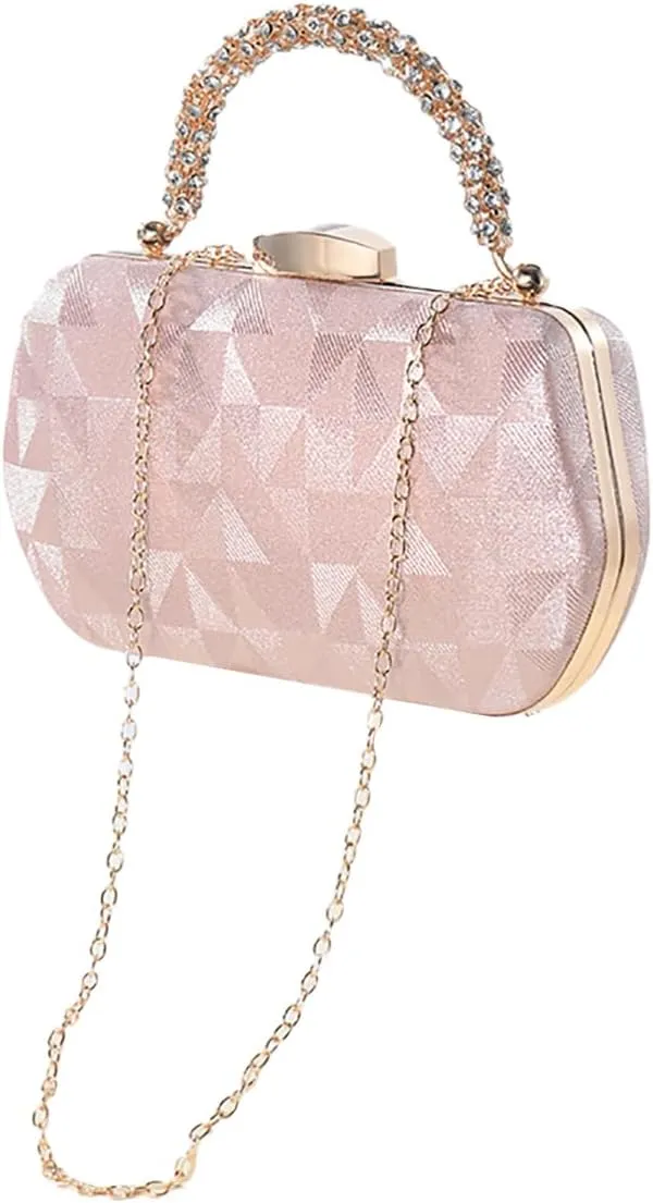 Mini Ladies Satin Evening Handbag Rhinestone Clutch Bag Elegant Shoulder Purse for Wedding Banquet Party
