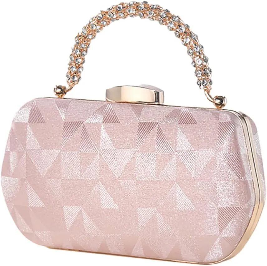 Mini Ladies Satin Evening Handbag Rhinestone Clutch Bag Elegant Shoulder Purse for Wedding Banquet Party