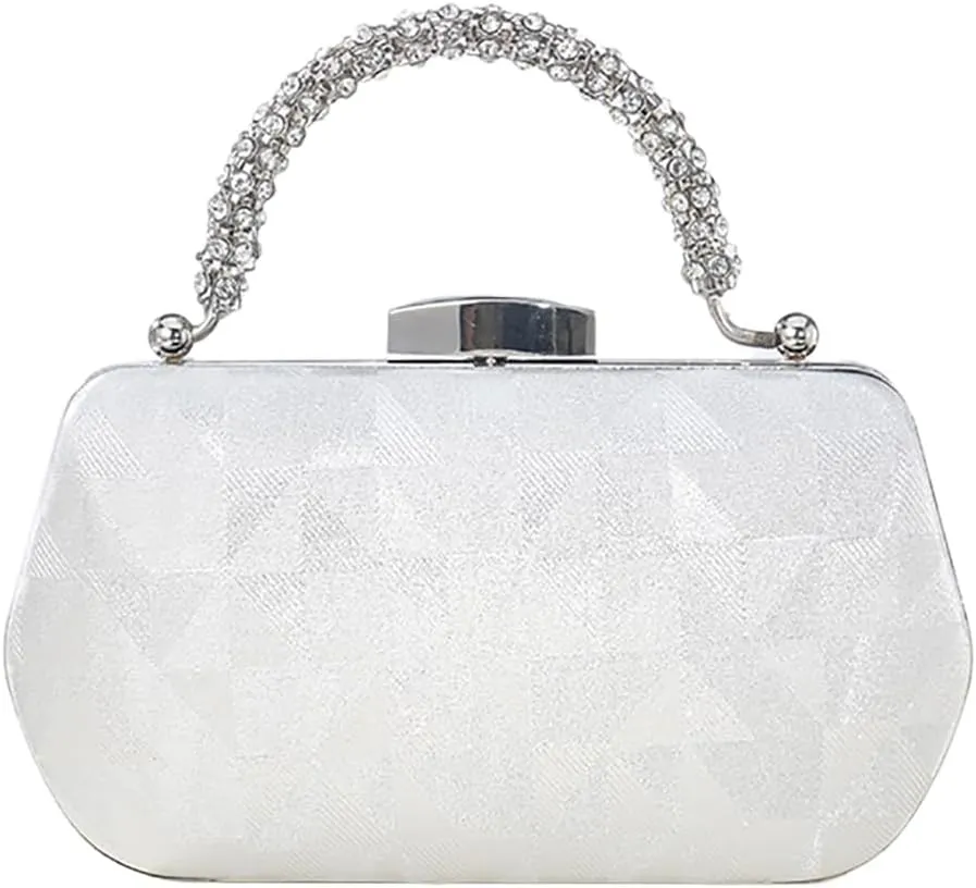 Mini Ladies Satin Evening Handbag Rhinestone Clutch Bag Elegant Shoulder Purse for Wedding Banquet Party