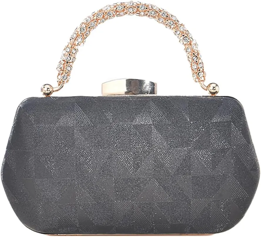 Mini Ladies Satin Evening Handbag Rhinestone Clutch Bag Elegant Shoulder Purse for Wedding Banquet Party