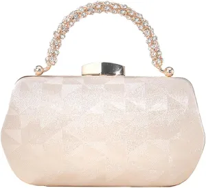 Mini Ladies Satin Evening Handbag Rhinestone Clutch Bag Elegant Shoulder Purse for Wedding Banquet Party