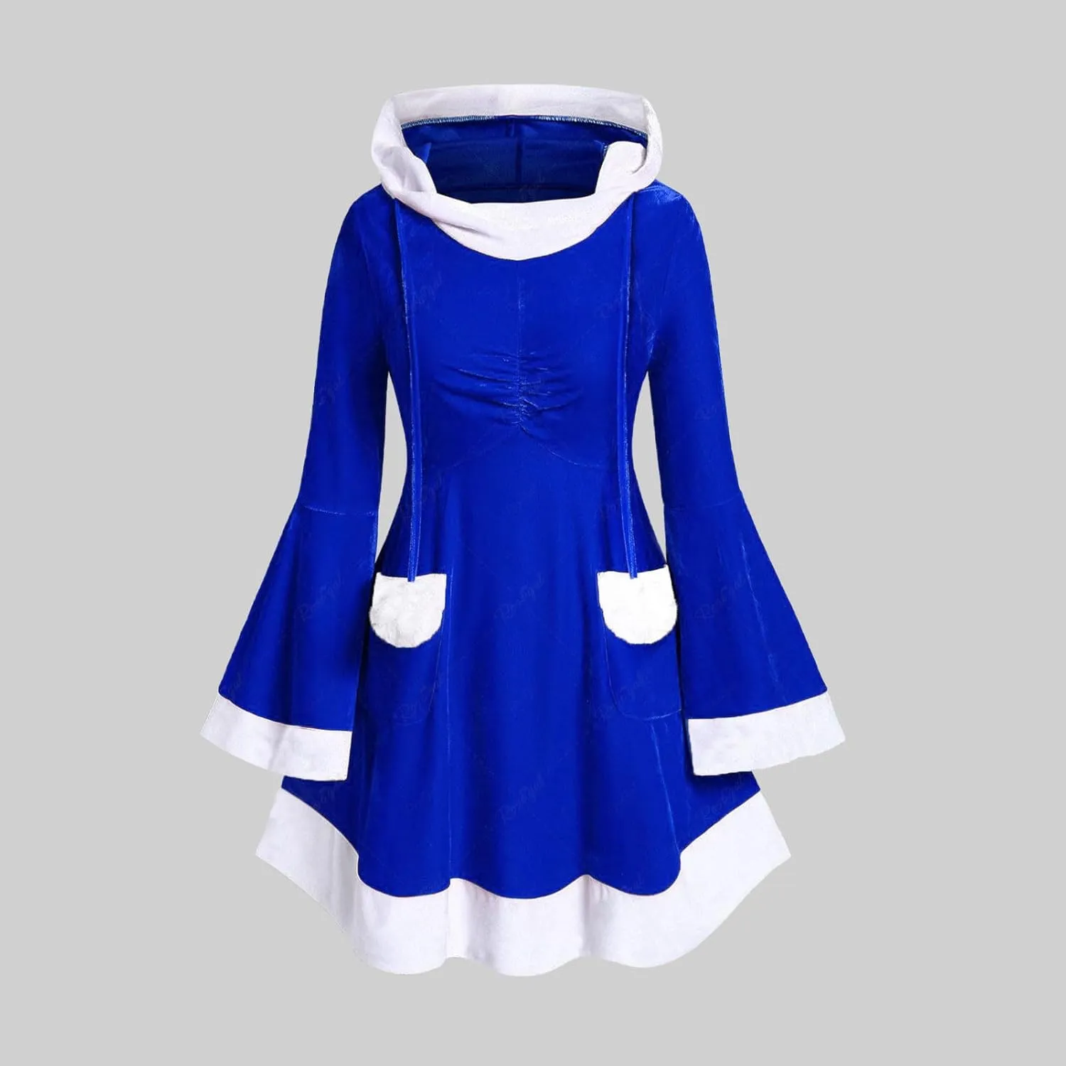 Mrs Santa Claus Costume for Women Velvet Hooded Dresses Holiday Party Furry Dress Cloak 2025 Girls Christmas Clothes