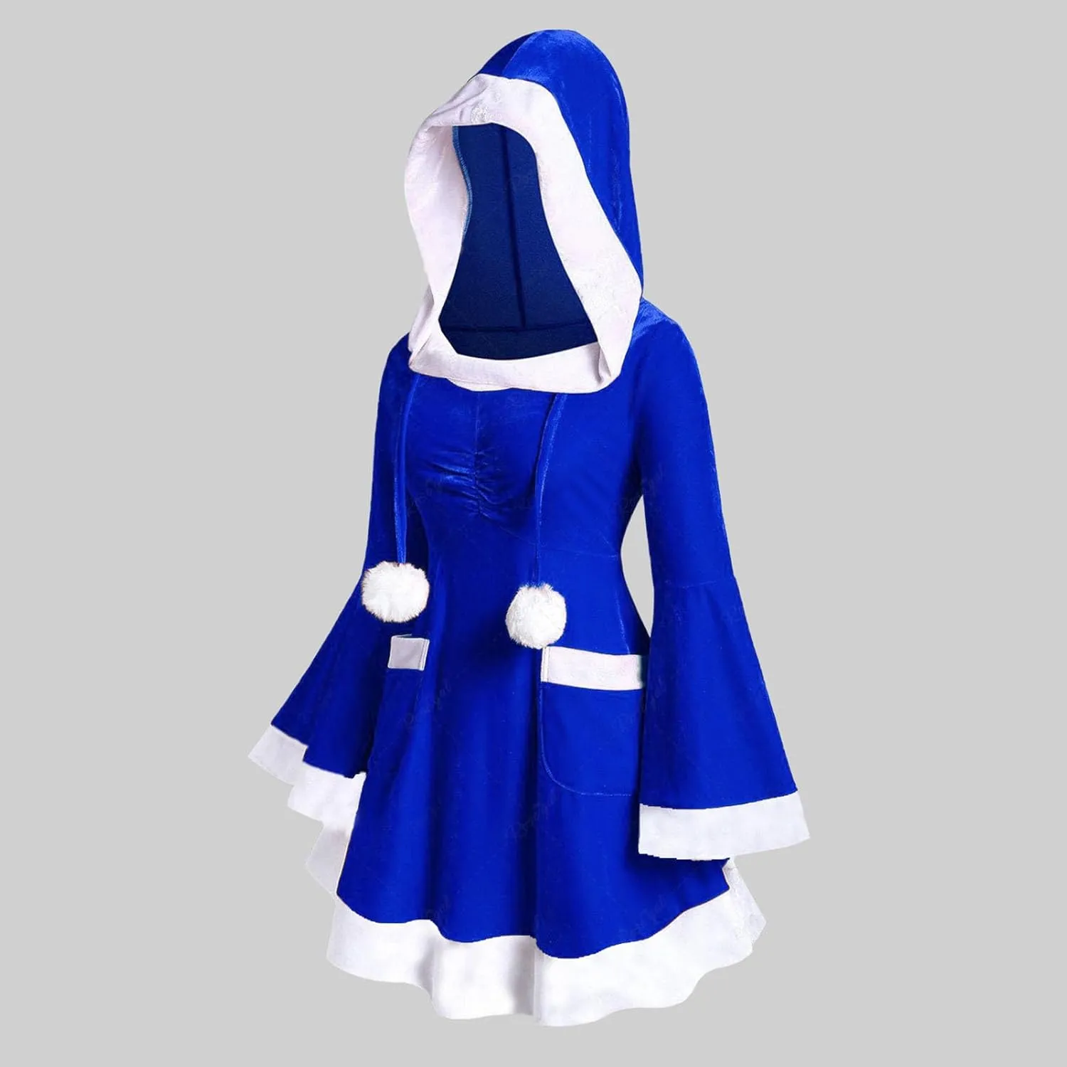 Mrs Santa Claus Costume for Women Velvet Hooded Dresses Holiday Party Furry Dress Cloak 2025 Girls Christmas Clothes