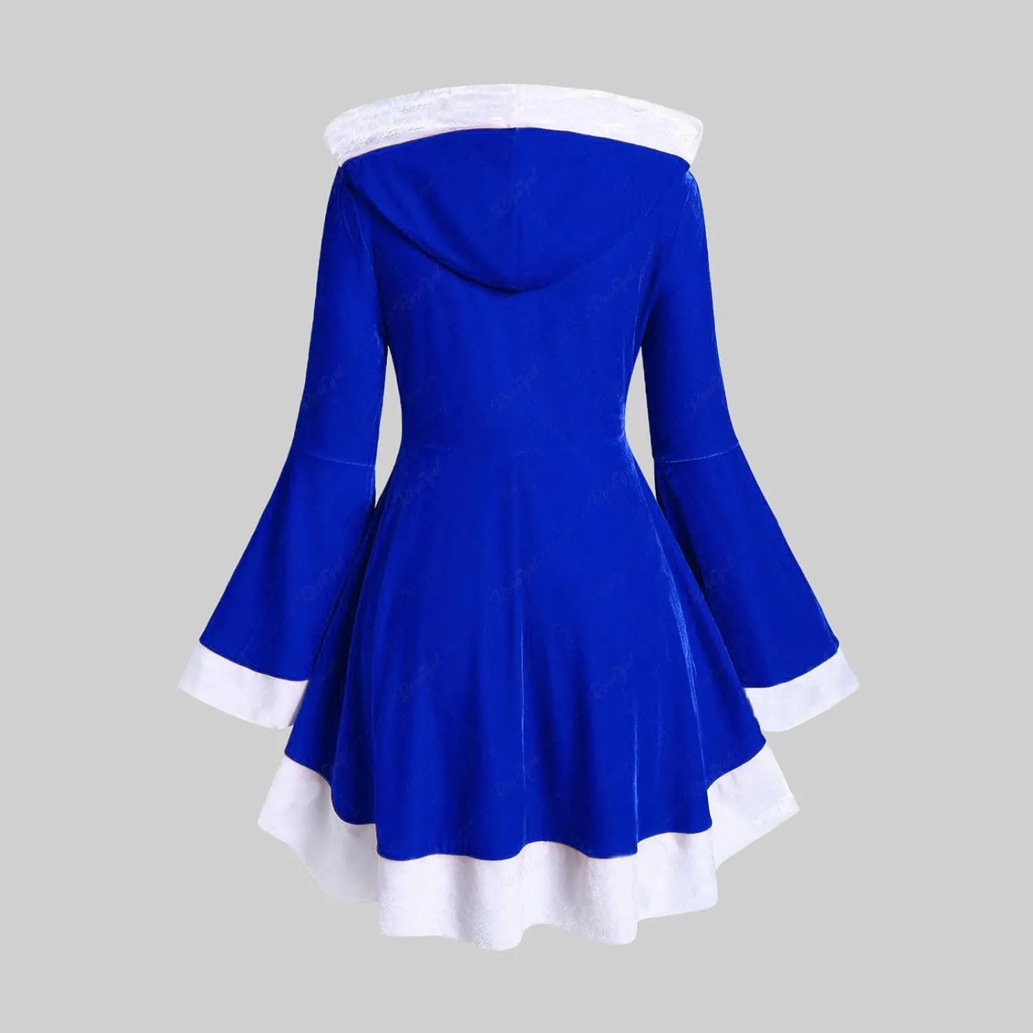 Mrs Santa Claus Costume for Women Velvet Hooded Dresses Holiday Party Furry Dress Cloak 2025 Girls Christmas Clothes