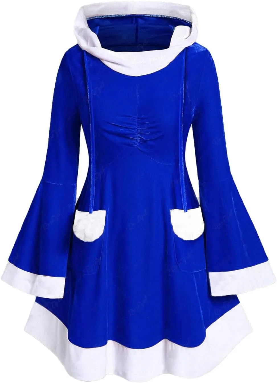 Mrs Santa Claus Costume for Women Velvet Hooded Dresses Holiday Party Furry Dress Cloak 2025 Girls Christmas Clothes