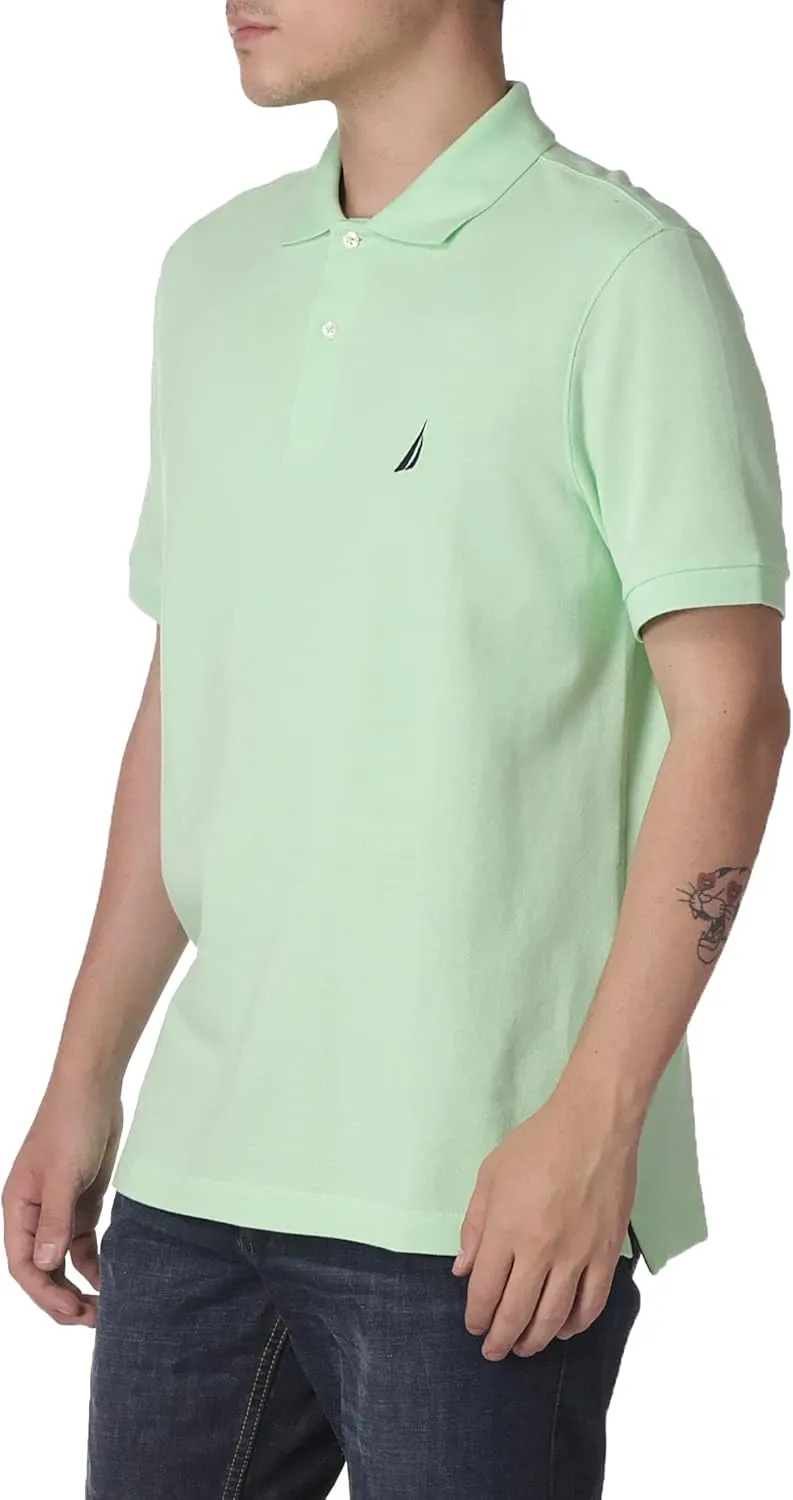 Nautica Men's Short Sleeve Solid Cotton Pique Polo Shirt