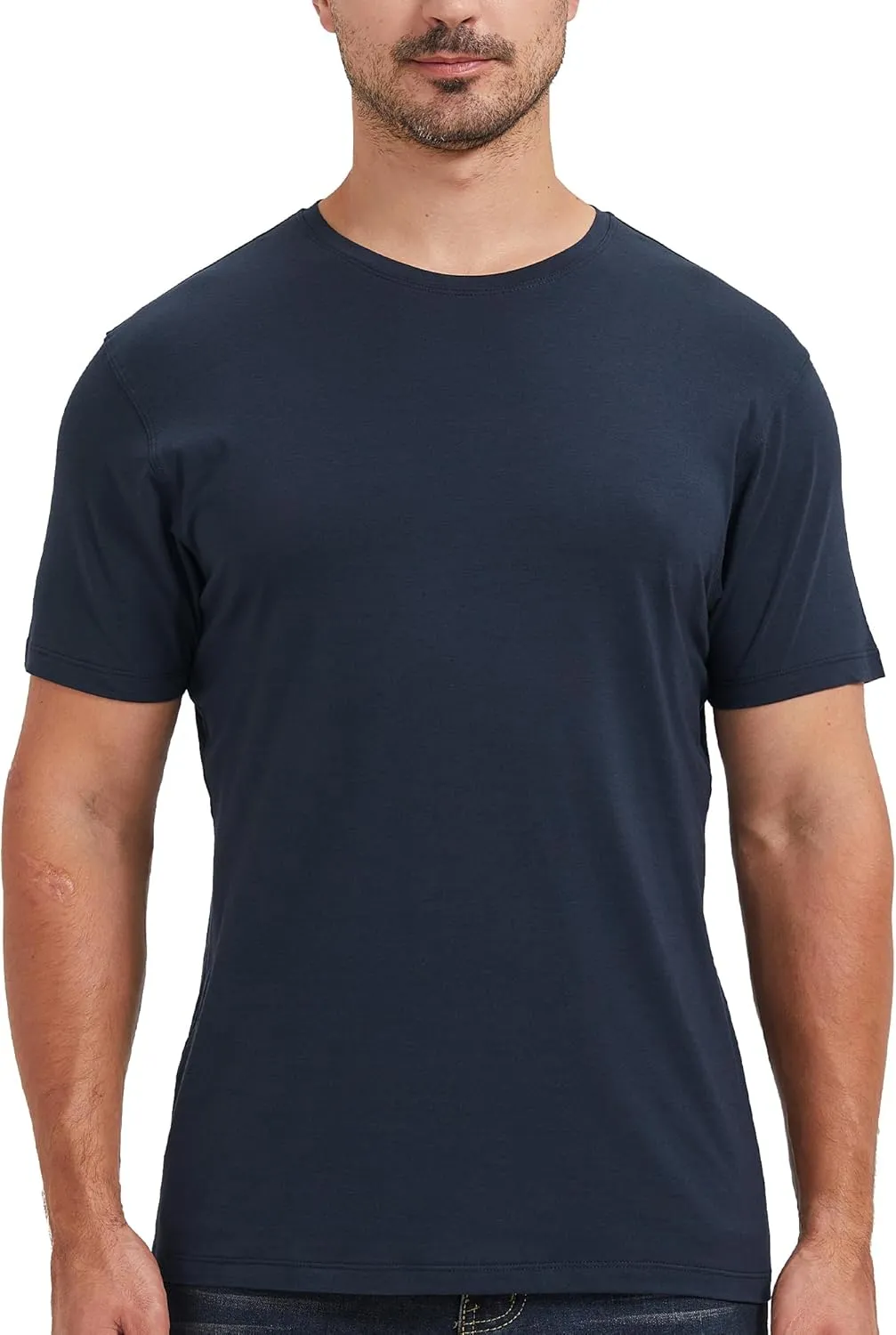netdraw Men's Ultra-Soft Viscose Bamboo Undershirt Crew Neck Moisture Wicking T-Shirt Short Sleeve Casual Dressy Cotton Tee