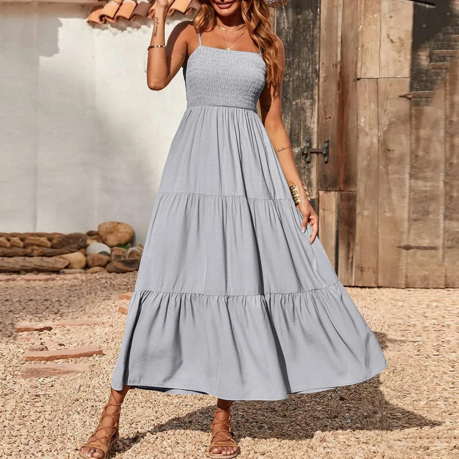Ollysqiar Dresses Women's 2023 Floral Summer Dress Wrap V Neck Short Sleeve Belted Ruffle Hem A-Line Bohemian Dresses A02 11