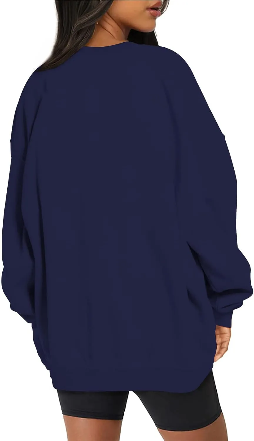 Oversized Sweatshirts for Women Long Sleeve Crew Neck Pullover Casual Loose Silod Color Fleece Tops Sweaters
