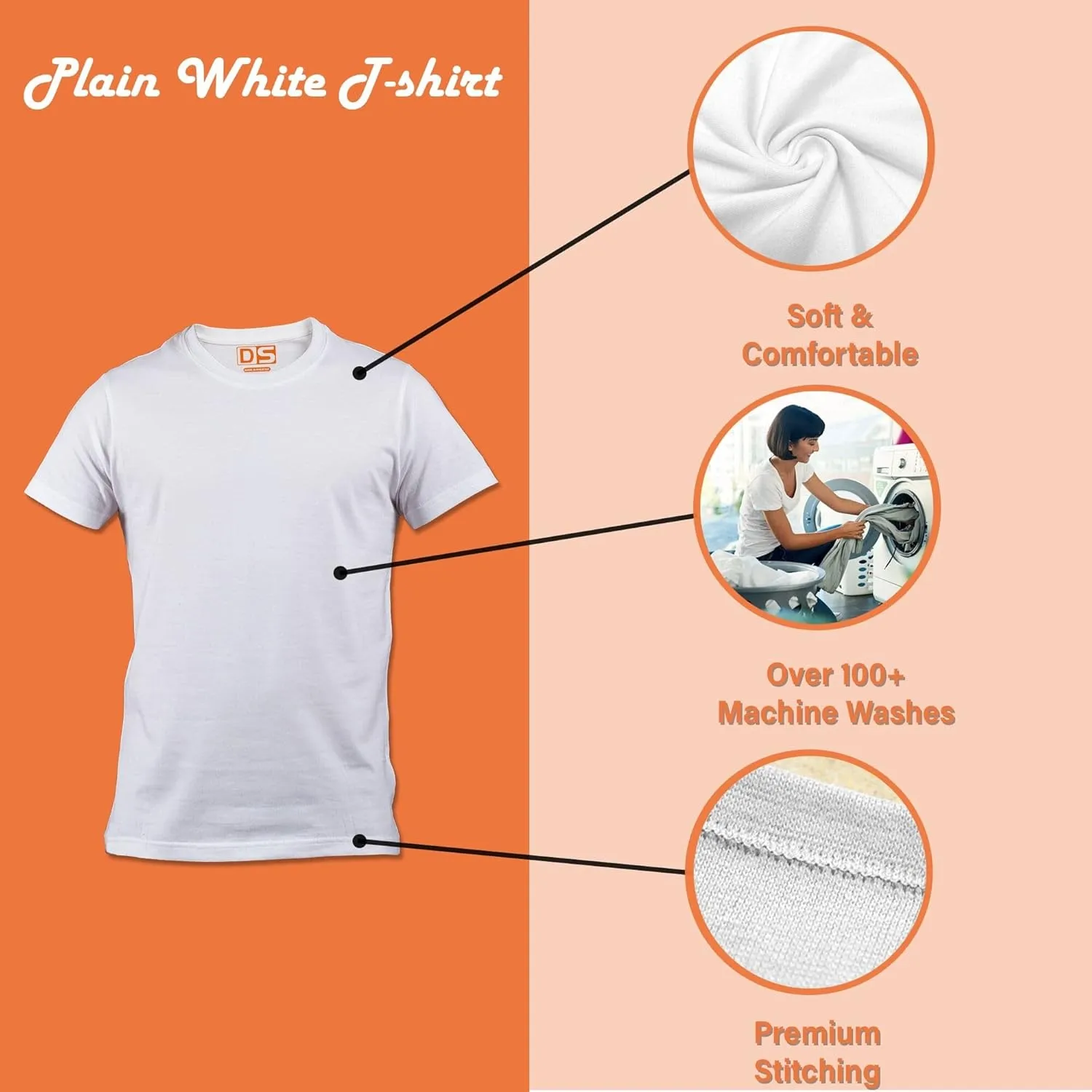 Pack of White T Shirts for Men and Women, Ultra Soft Cotton - Round Neck - Short Sleeves and Fitting Style Plain White Tshirt