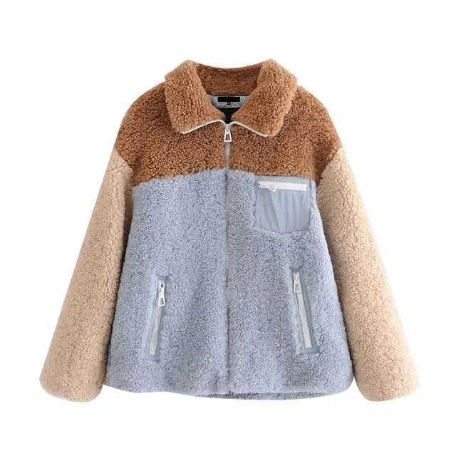 PATCHWORK FUR JACKET COAT