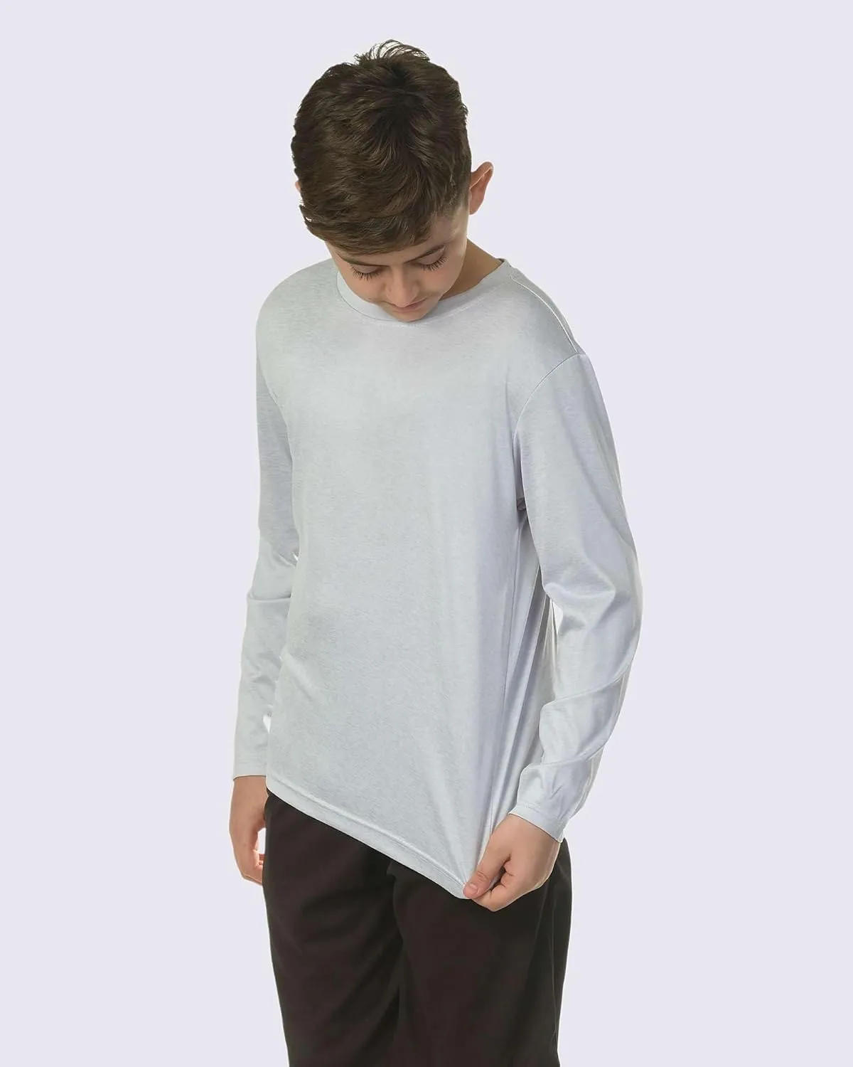 Real Essentials 4 Pack: Boys Youth Dry-Fit Moisture Wicking Active Athletic Performance Long-Sleeve T-Shirt