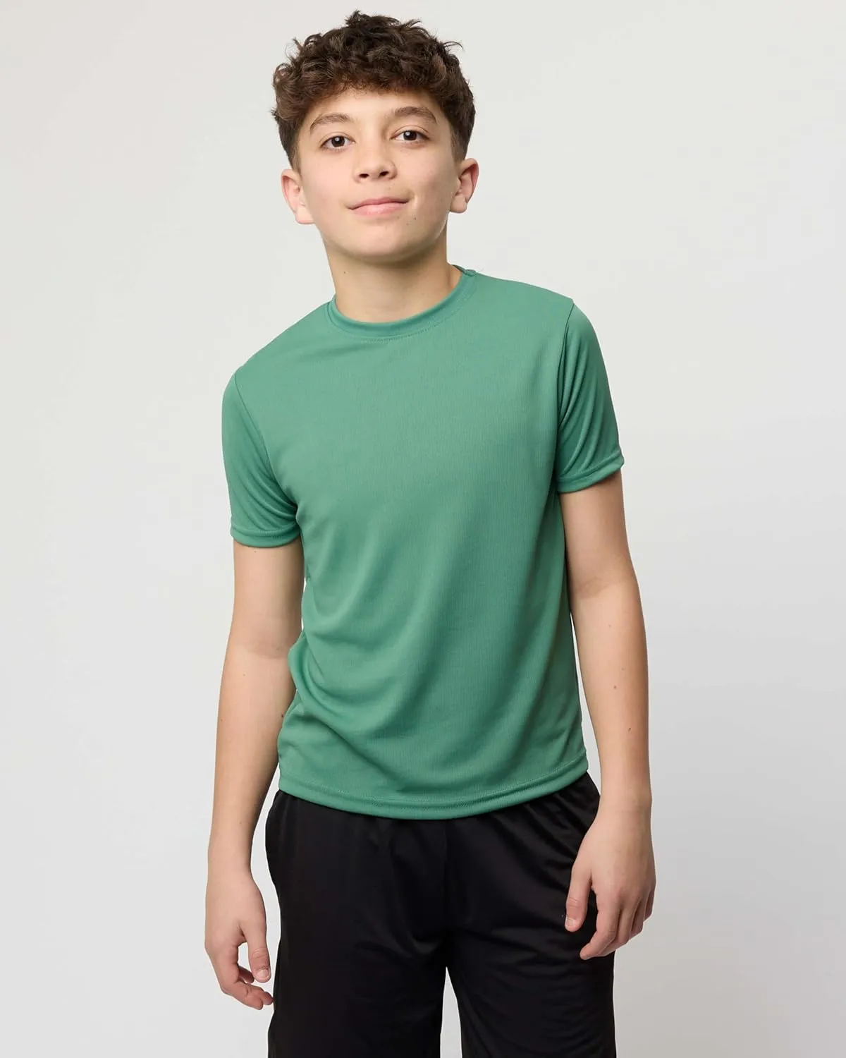 Real Essentials 5 Pack: Youth Mesh Moisture Wicking Active Athletic Performance Short-Sleeve T-Shirt Boys & Girls