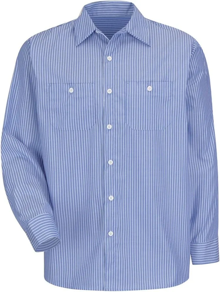 Red Kap Men's Long Sleeve Industrial Stripe Work Shirt