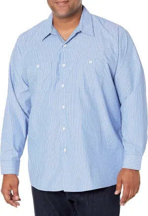 Red Kap Men's Long Sleeve Industrial Stripe Work Shirt
