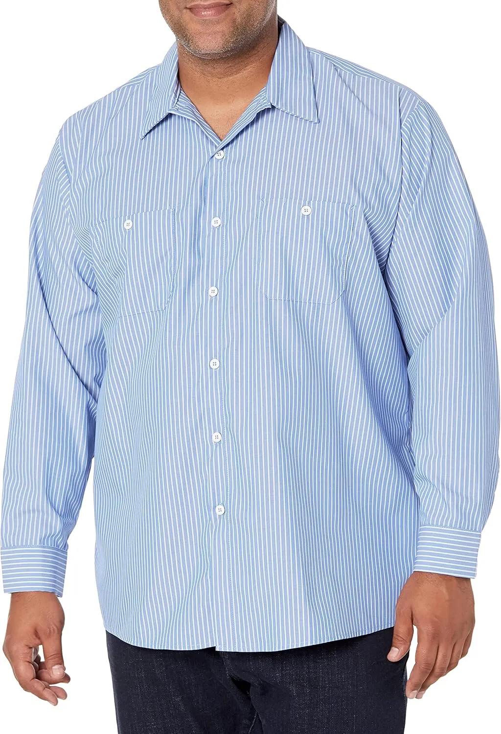 Red Kap Men's Long Sleeve Industrial Stripe Work Shirt