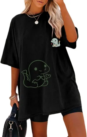 Remidoo Women's Casual Short Sleeve Graphic Oversized T Shirt Loose Letter Print Tee Top Blouse