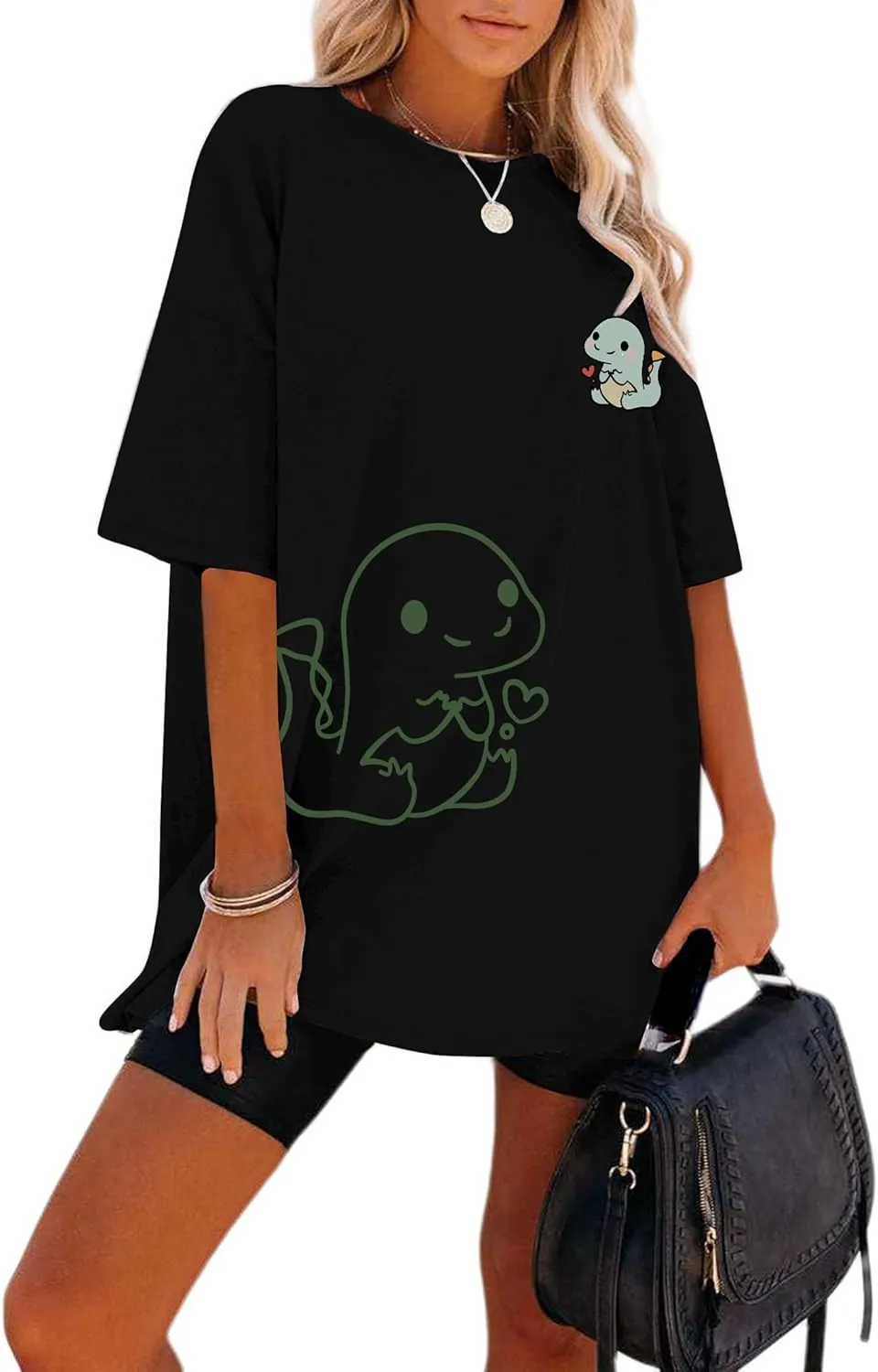 Remidoo Women's Casual Short Sleeve Graphic Oversized T Shirt Loose Letter Print Tee Top Blouse