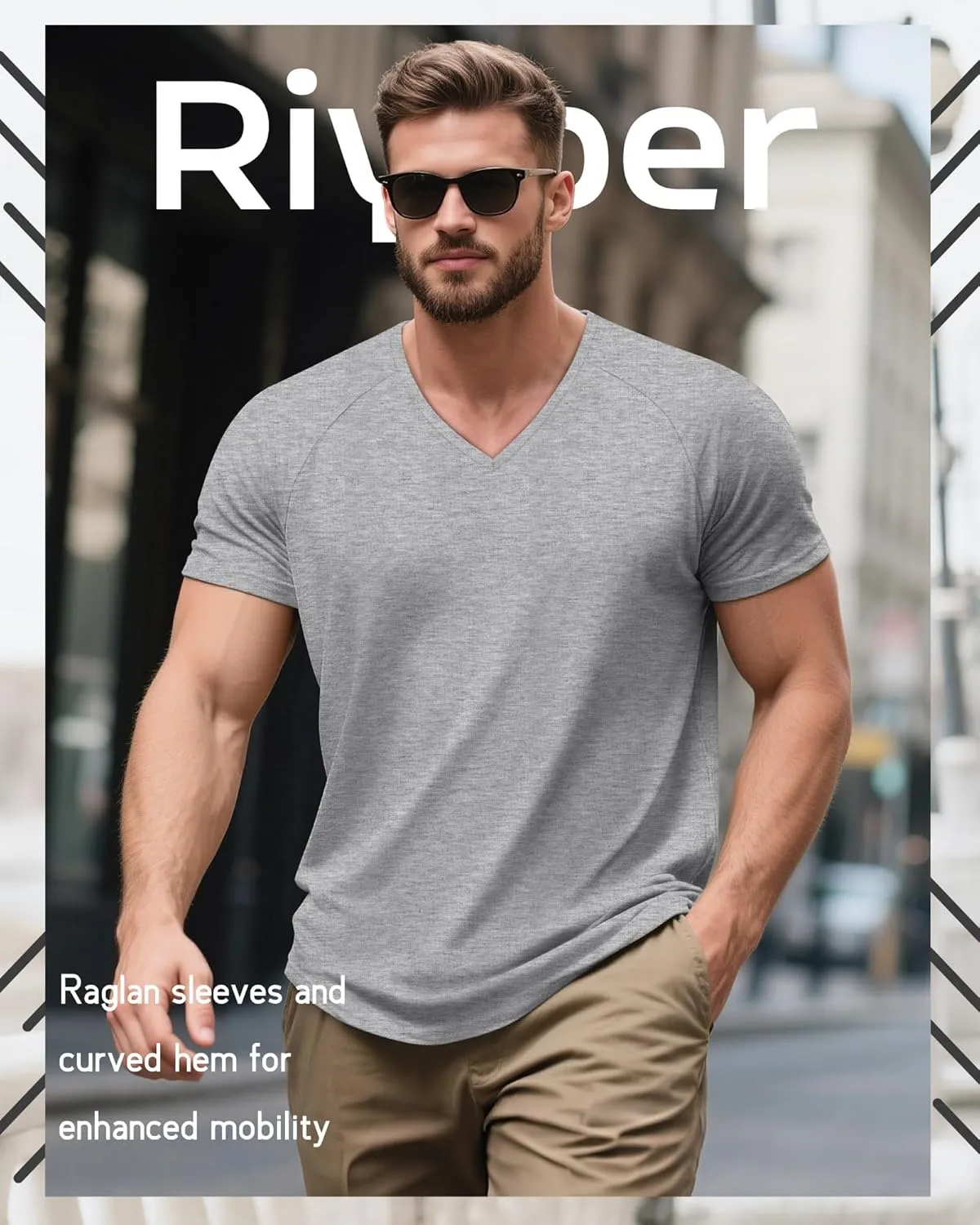 Riyiper 3 Pack Men's Big and Tall T-Shirts V Neck Cotton Short Sleeve Plus Size Tops Raglan Casual Summer Basic Tee Shirts