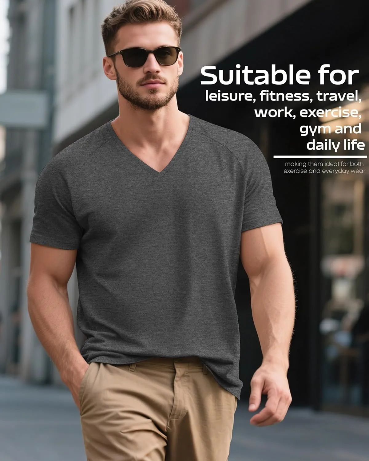 Riyiper 3 Pack Men's Big and Tall T-Shirts V Neck Cotton Short Sleeve Plus Size Tops Raglan Casual Summer Basic Tee Shirts