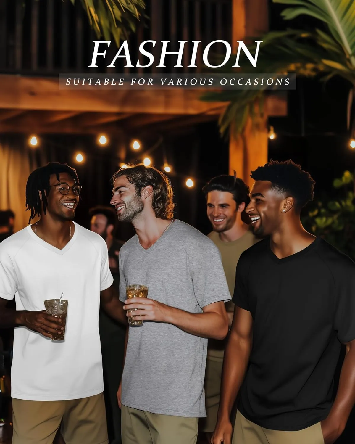 Riyiper 4 Pack Men's Big and Tall V Neck T-Shirts, Raglan Short Sleeve 30% Cotton Oversized Top Casual Summer Basic Tee