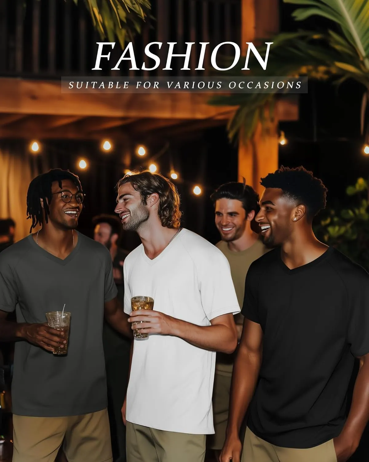 Riyiper 4 Pack Men's Big and Tall V Neck T-Shirts, Raglan Short Sleeve 30% Cotton Oversized Top Casual Summer Basic Tee