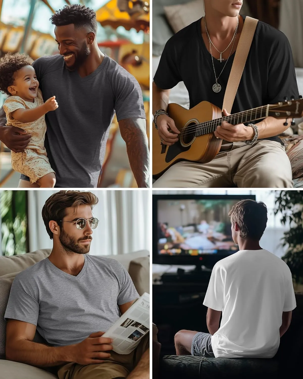 Riyiper 4 Pack Men's Big and Tall V Neck T-Shirts, Raglan Short Sleeve 30% Cotton Oversized Top Casual Summer Basic Tee