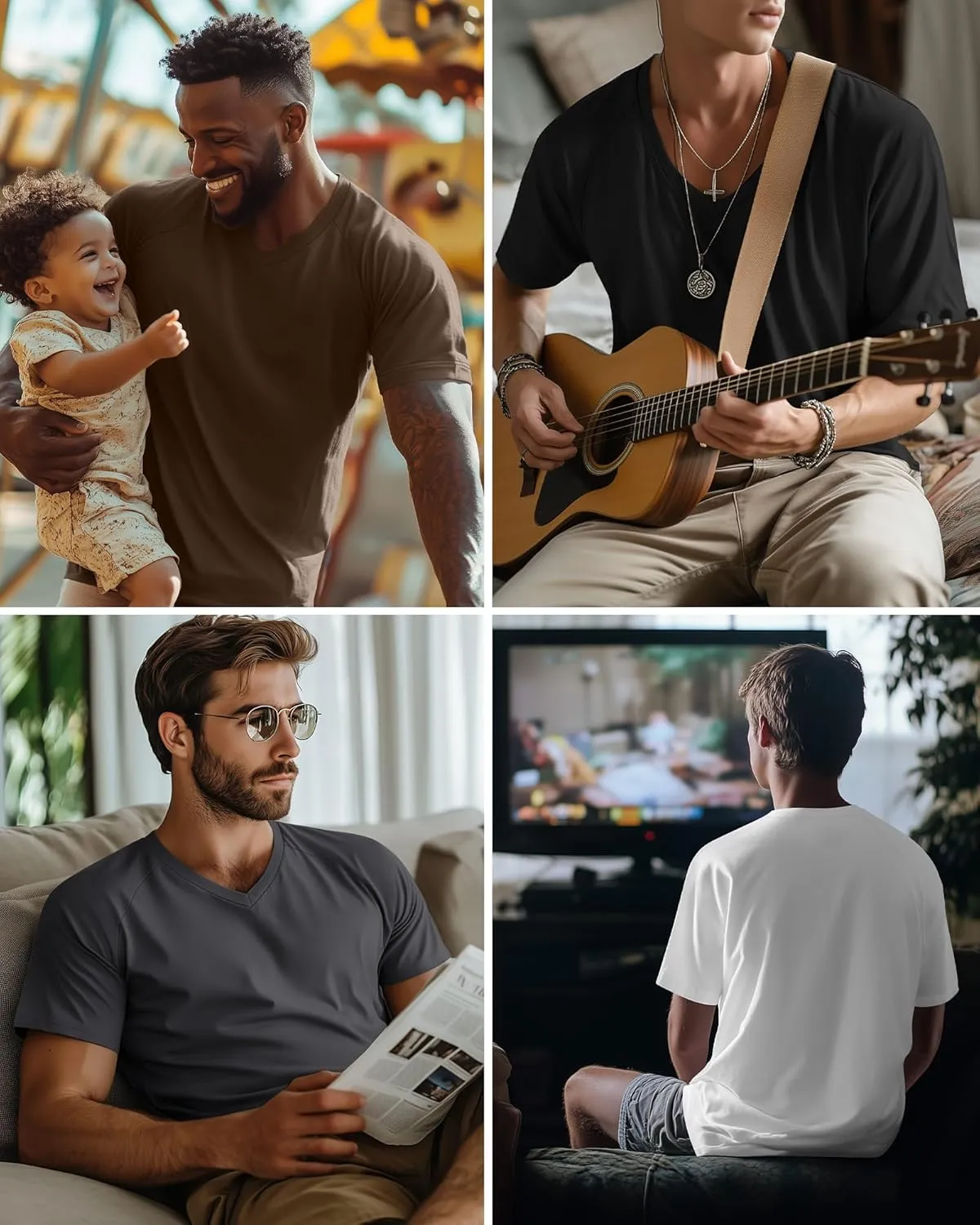 Riyiper 4 Pack Men's Big and Tall V Neck T-Shirts, Raglan Short Sleeve 30% Cotton Oversized Top Casual Summer Basic Tee