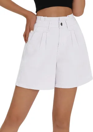 roswear Womens High Waisted Stretchy Wide Leg Denim Baggy Jean Shorts