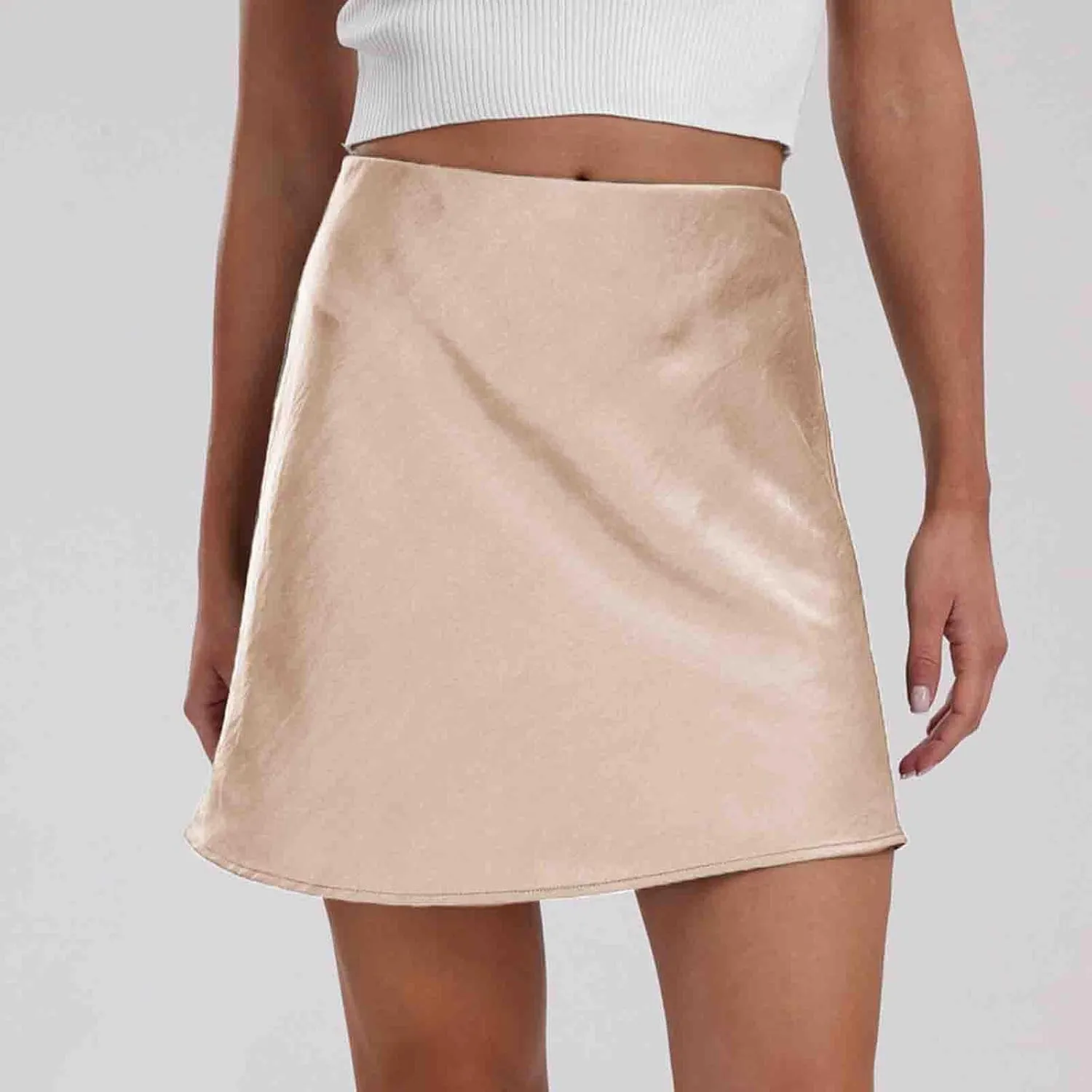 Skirts for Women Trendy, High Waisted Skirts Elegant Flared Elastic A-Line Solid Color Basic Skirts Sexy Mini Skirt