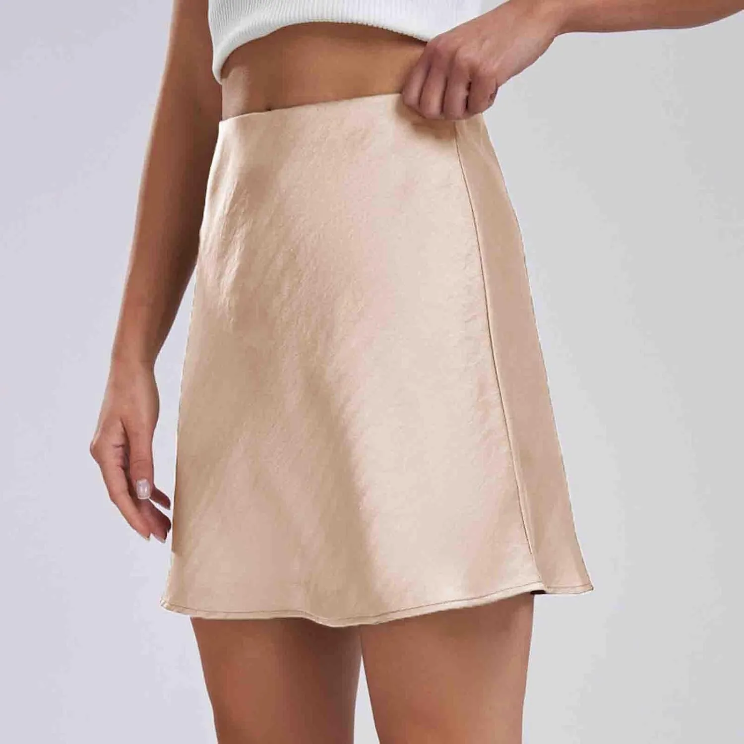 Skirts for Women Trendy, High Waisted Skirts Elegant Flared Elastic A-Line Solid Color Basic Skirts Sexy Mini Skirt