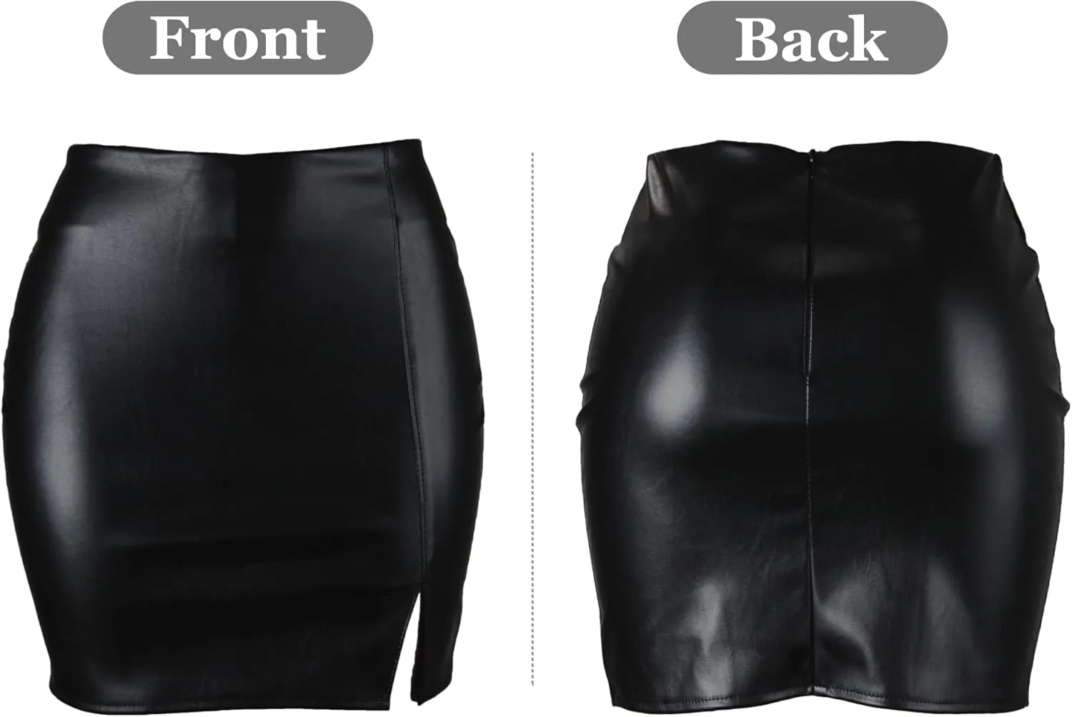 Slit Skirt for Women High Waist Sexy Mini Leg Slit Bodycon Skirts Stretchy