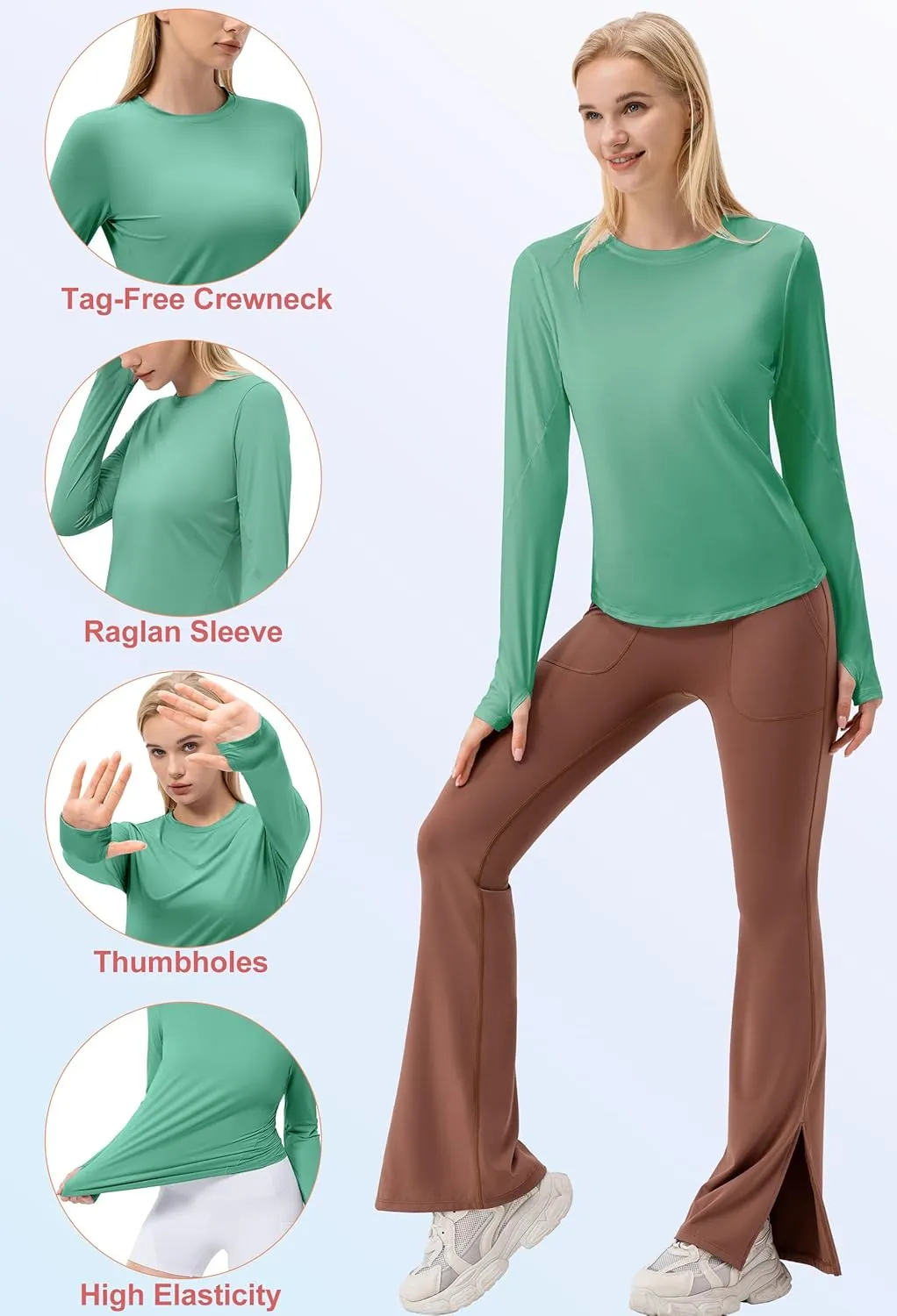 SPVISE Women's Long Sleeve Workout Shirts UPF 50  Running Hiking Yoga T-Shirt Tops Dry Fit UV Protection Rash Guard Sun Shirt