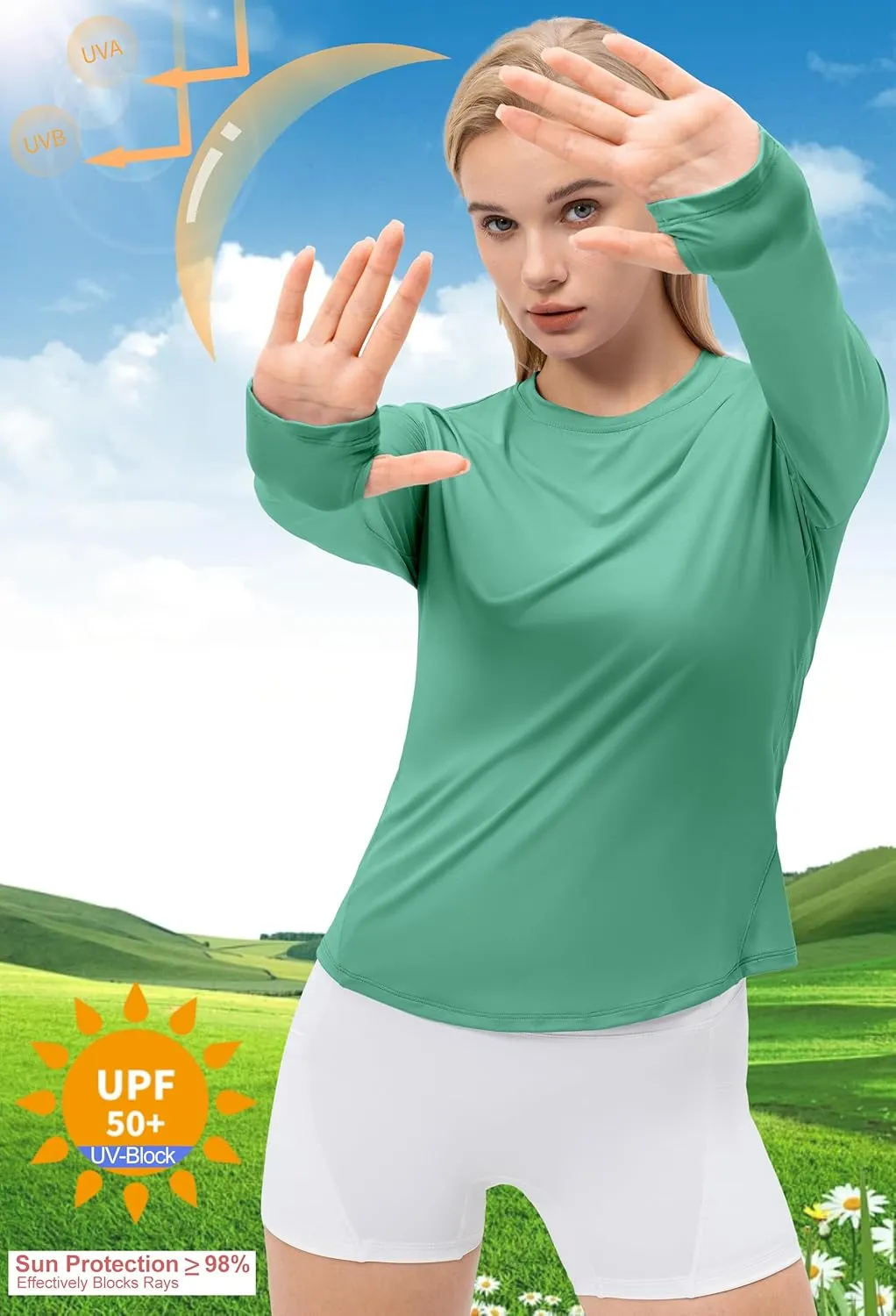 SPVISE Women's Long Sleeve Workout Shirts UPF 50  Running Hiking Yoga T-Shirt Tops Dry Fit UV Protection Rash Guard Sun Shirt
