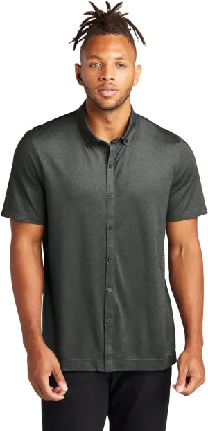 Stretch Pique Moisture Wicking Performance Full-Button Polo Shirt