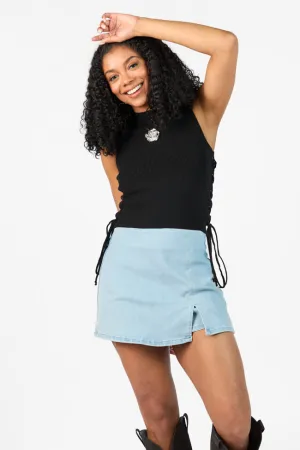 Strike The Right Note Black Corset Side Detail Sweater Tank