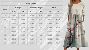 Summer Dress T Shirt Dress Casual Loose Floral Print Round Neck Half Sleeve Swing Midi Dress with Pocket