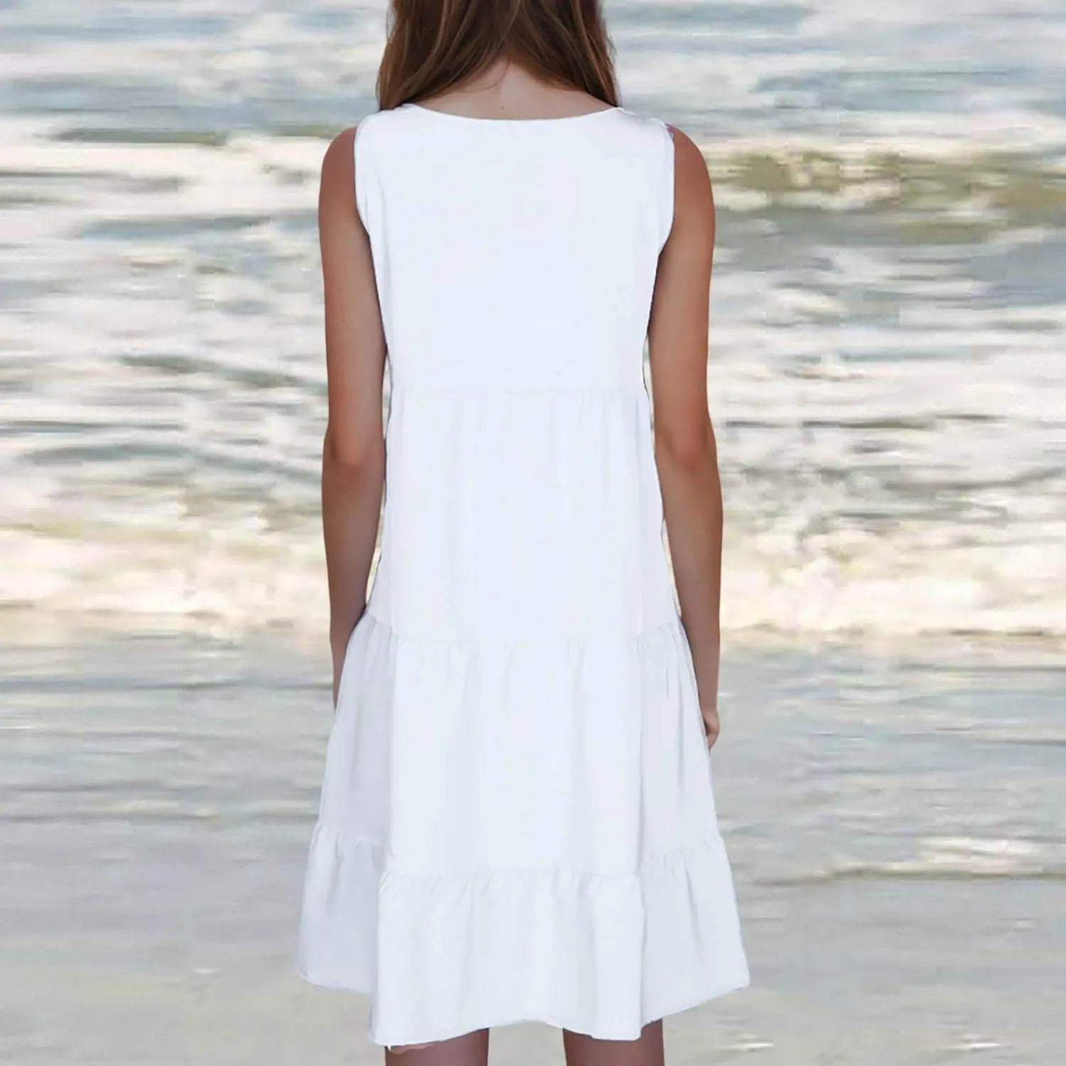 Sundresses for Women Casual 2025 Sleeveless Resort Wear Beach Vacation Outfits Sun Dresses Spring Summer Tank Dress