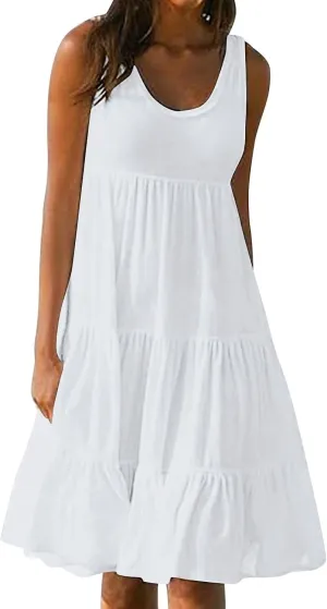 Sundresses for Women Casual 2025 Sleeveless Resort Wear Beach Vacation Outfits Sun Dresses Spring Summer Tank Dress
