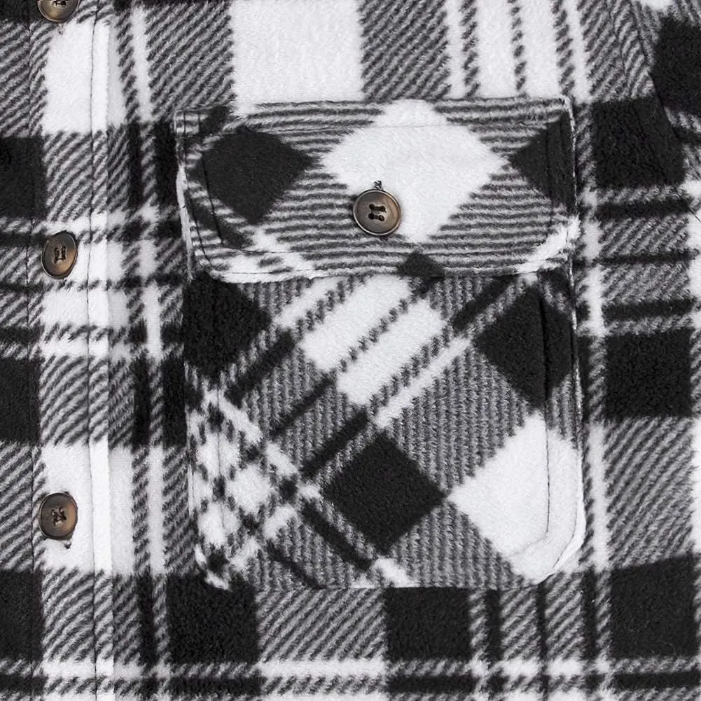 ThCreasa Womens Sherpa Fleece Lined Flannel Shirt Jacket Warm Button Up Plaid Shirt Jac (Sherpa Fleece Throughout)