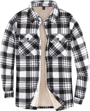 ThCreasa Womens Sherpa Fleece Lined Flannel Shirt Jacket Warm Button Up Plaid Shirt Jac (Sherpa Fleece Throughout)
