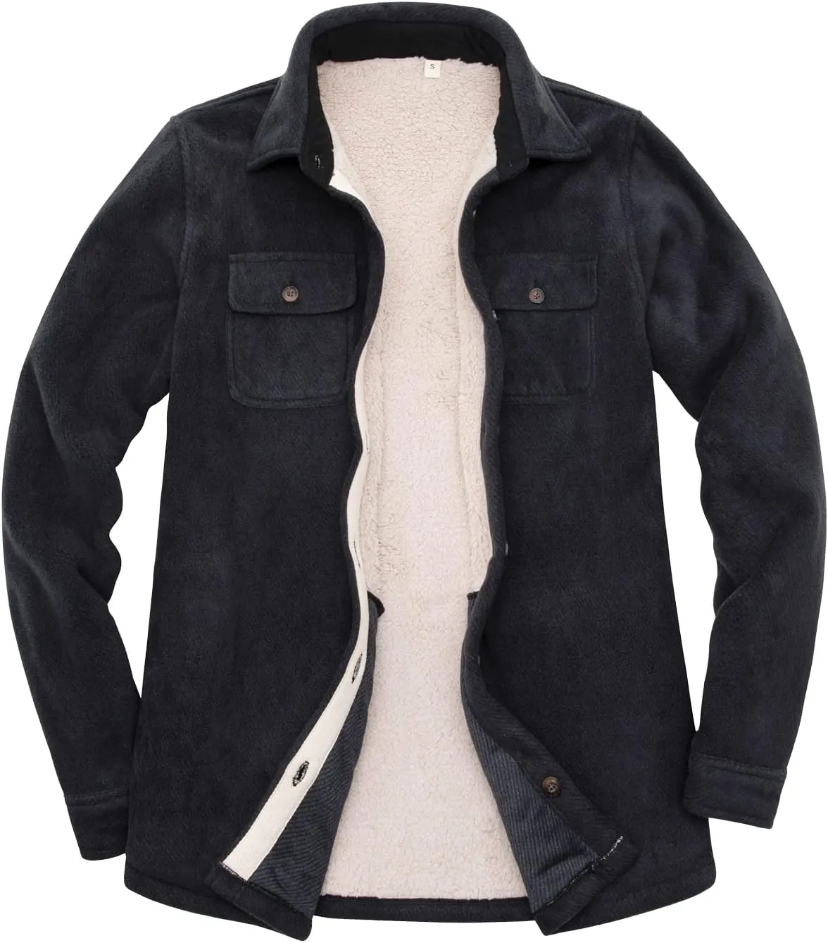 ThCreasa Womens Sherpa Fleece Lined Flannel Shirt Jacket Warm Button Up Plaid Shirt Jac (Sherpa Fleece Throughout)